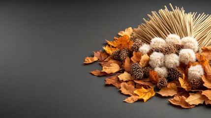 Obraz premium Bunch of dried leaves collectively showcasing unique textures and natural aesthetics in a rustic still life display