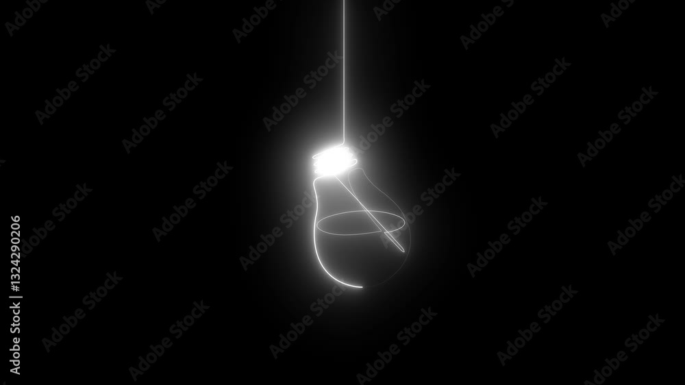 Poster a bright, glowing fills the inside of a light bulb, symbolizing the search for answers animation of 