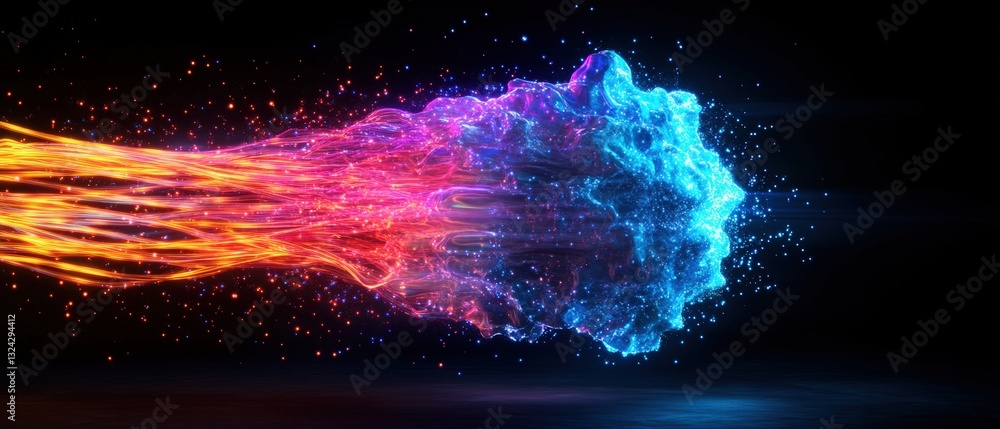 Poster a fiery fireball emanating bright light against a dark background creating a dramatic and striking v