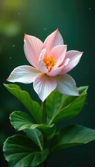 Leafy green plant with white and pink tinted petals, foliage, white, pink