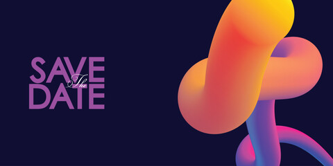 Save the date banner Swirl Elements with Gradients. Carnival 3D Pattern. Can be used for business, marketing and advertising. logo graphic design of event summit for Technology and upcoming events.