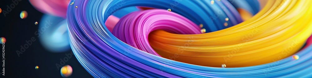 Poster vibrant swirl of colorful digital ribbons creating a mesmerizing abstract design with fluid movement
