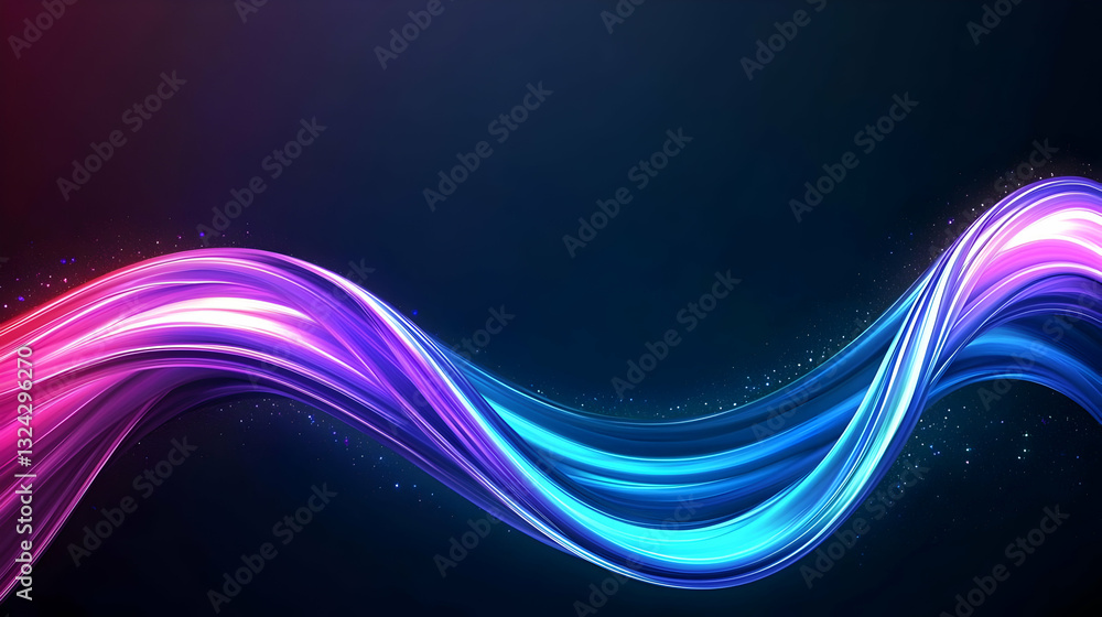 Poster abstract glowing wave of light in gradient colors against dark background representing technology an