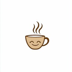Icon of a Happy Coffee Cup with Steam Rising