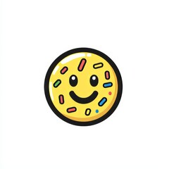 Fototapeta premium Sticker of a Smiling Yellow Cookie with Colorful Sprinkles
