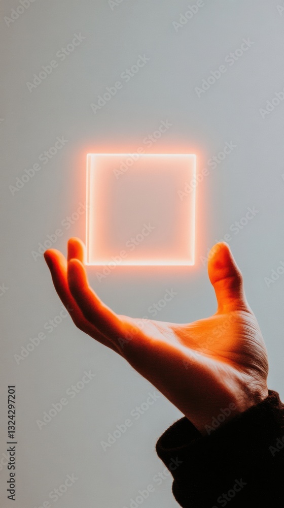 Fototapete immersive ar interaction glowing holographic interface emerging from human hand - next-generation di