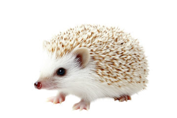A curious hedgehog explores its surroundings on a bright and thoughtful day in the studio isolated on transparent background