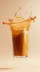 Foamy Pumpkin Latte Splash on a Warm Beige Background