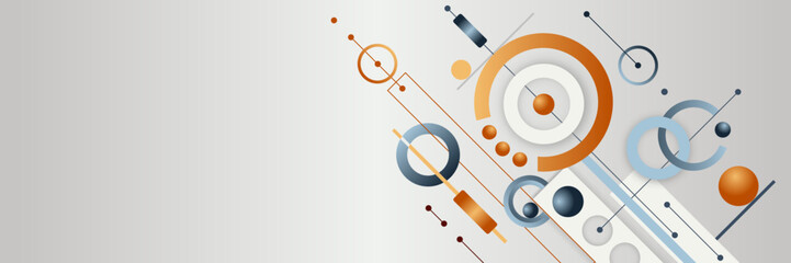 Diagonal Geometric Composition. Abstract techno composition with dynamic interactions of shapes, lines, and patterns for scientific and technical publications © LariBat