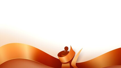 Still's Disease Awareness Day: Abstract bronze ribbon forming a supportive figure, symbolizing hope and unity for autoimmune arthritis patients.
