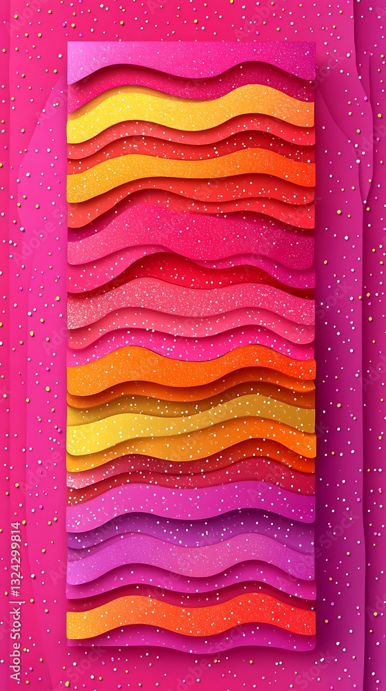 Poster dynamic multicolor abstract wavy layers with confetti for vivid themes