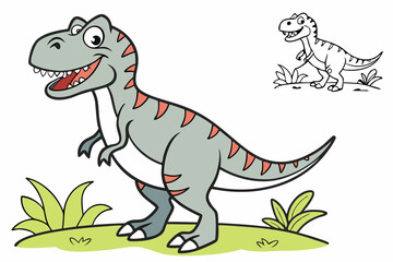 Obraz premium Dinosaur Coloring page. Coloring book for kids isolated on a white background. Vector outline 