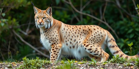 Fototapeta premium Majestic Lynx in Natural Habitat, Room for Text