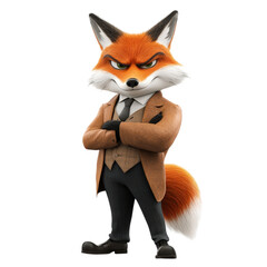 Fototapeta premium Sophisticated Fox in Brown Suit: A 3D Rendered Anthropomorphic Character