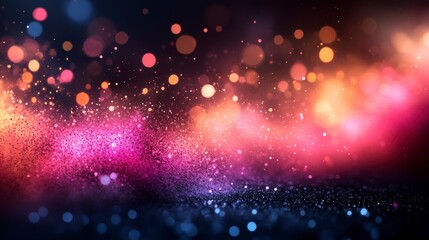 Fototapeta premium Abstract Art Featuring Colorful Pastel Dust Clouds and Glowing Bokeh Lights in Motion