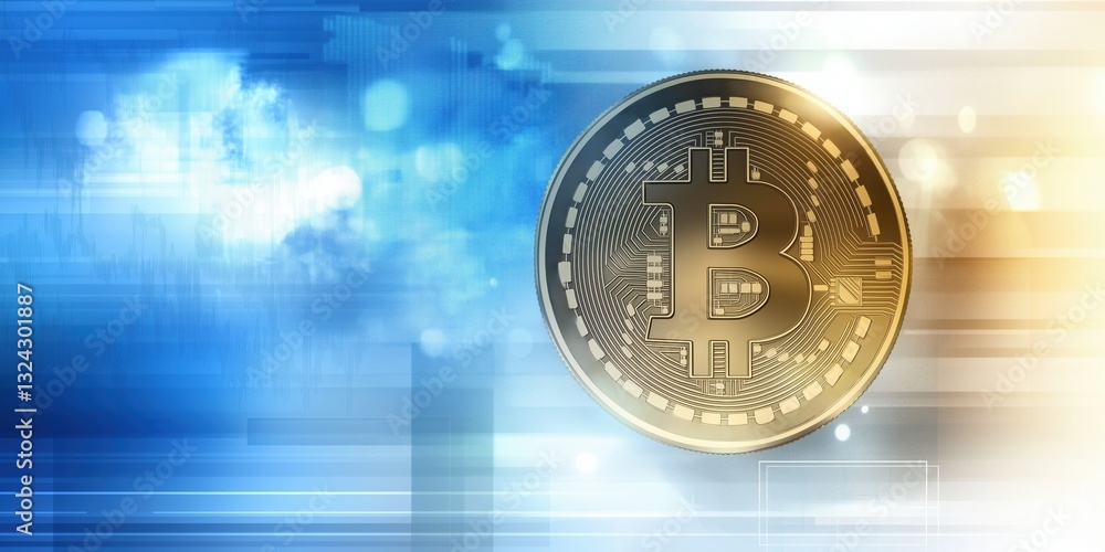 Aufkleber symbol of digital currency shining bright on a dynamic and colorful background representing technolo