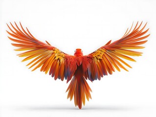Obraz premium A vibrant bird displaying wings and feathers on a white background