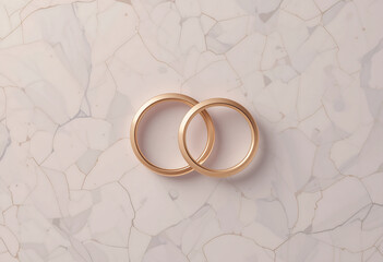 Two shining golden rings rest on a soft surface, glimmering in the warm light of sunset, symbolizing love and commitment