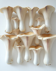 Fototapeta premium Fresh white mushrooms arranged creatively.
