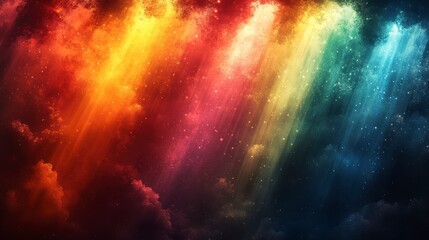 Fototapeta premium Abstract Art of Gentle Pastel Rays Diffused in a Colorful Spectrum Against a Dark Background