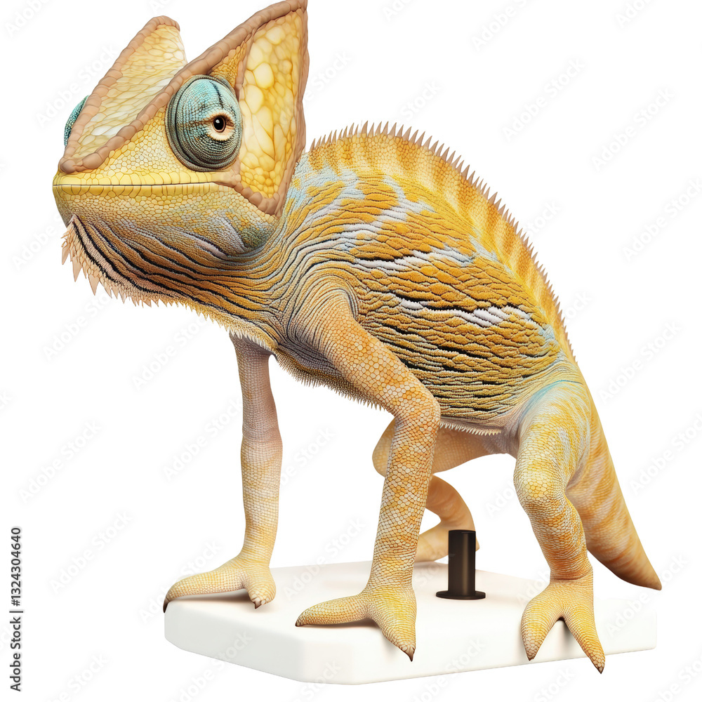 Poster lizard perched on a white base displaying intricate scales and unique features for a close-up nature