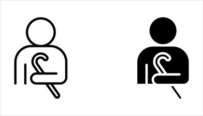 old man icon set, elder person with cane, senior generation on white background