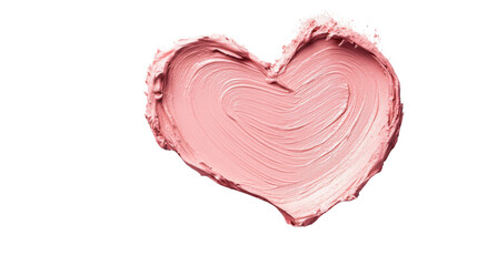 Beauty skincare cream swipe smear in heart shape isolated on white background