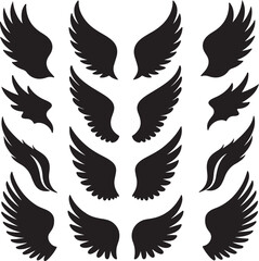 Obraz premium Set of black Bird wings icons vector art illustration