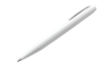 A sleek white pen resting on a bright, minimalistic surface with soft natural lighting isolated on transparent background