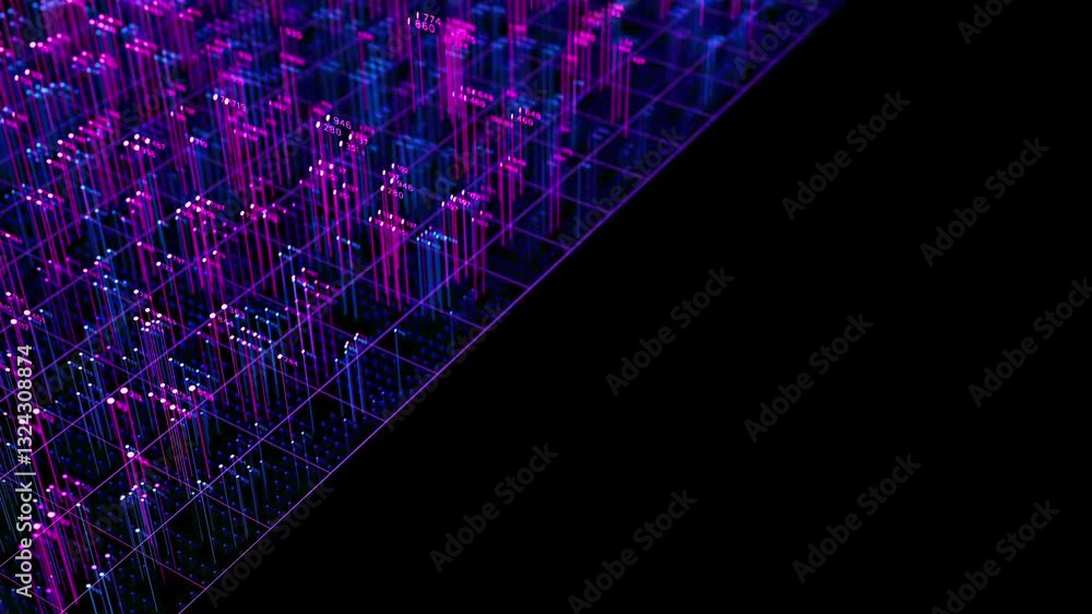 Poster big data complex plane graph animation. quantum computing. cyber space of ai technology. futuristic 