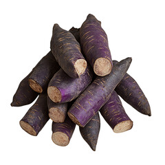 A Pile of Sweet Purple Yams with Earthy Skins Isolated on Transparent Background