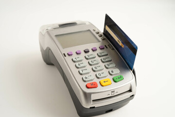 Payment POS terminal for finance and shopping business and technology.