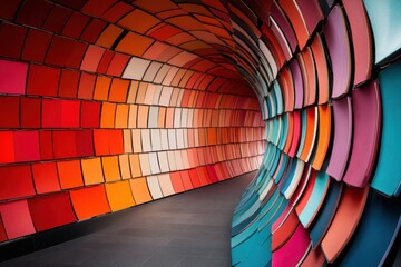 Immersive Color Psychology Futuristic Digital Tunnel Design Exploring Spatial Perception and Emotional Architectural Innovation for Next-Gen Creative Environments