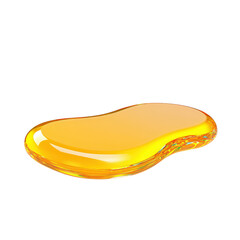 Fototapeta premium Bright yellow pill isolated on a white background illustrating medical use as a health supplement or medication isolated on a white background.