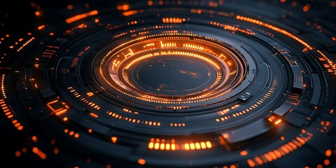 Obraz premium Glowing circular tech interface. Dark background