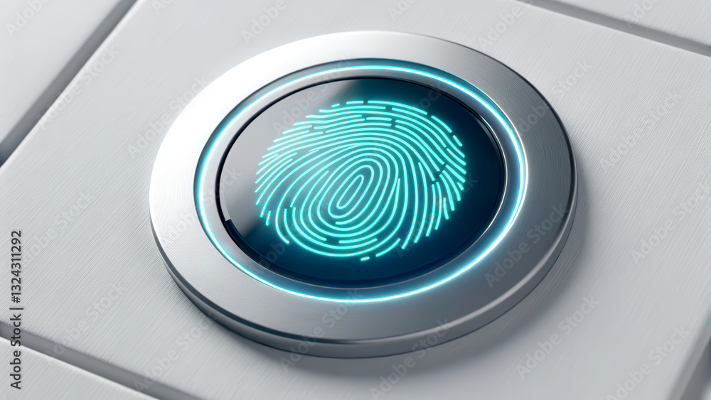 Aufkleber cybersecurity best practices concept. circular fingerprint scanner with a glowing blue design on a s