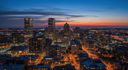 Milwaukee Skyline at Dusk: City Lights & Urban Majesty Under a Colorful Sky | Wisconsin Travel Photography