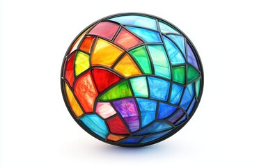 Obraz premium Colorful stained glass mosaic with reflective textures, isolated on clear white background