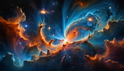 Stunning Cosmic Nebula – Vibrant Stellar Nursery with Swirling Gases and Galactic Beauty