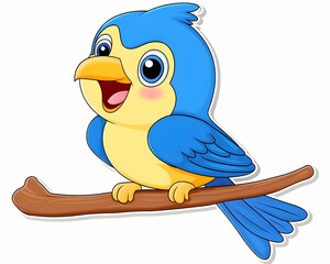 Cute blue bird perched on a branch