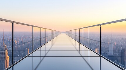 Obraz premium Skywalk, city, sunset, glass, path, future, urban, success