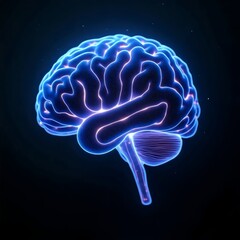 Glow of the Mind: A luminescent, futuristic depiction of a human brain illuminates the intricate network of thoughts and ideas with a captivating blue glow, hinting at the power of the mind.