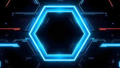 abstract futuristic geometric technology background with hexagonal and neon glow