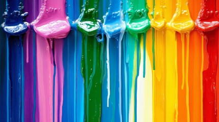 Colorful Abstract Art Painting Texture with Vibrant Rainbow Colors and Expressive Brushstrokes on Canvas