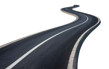  Winding Asphalt Road Isolated on Transparent Background &ndash; Curved Highway for Travel and Transportation Design

