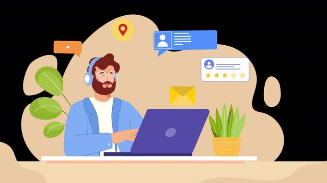 Contact Us Concept Vector Cartoon Art Animation Scene