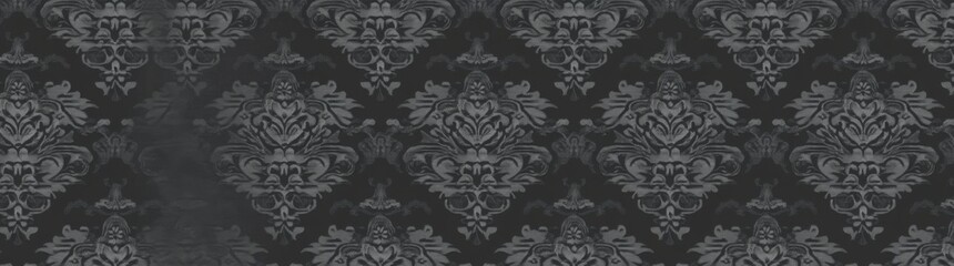 Obraz premium Vintage shabby black anthracite patchwork tile concrete wall texture background banner, perfect for design projects and backgrounds