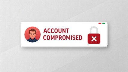 cybersecurity data breach concept, Account security warning notification graphic.