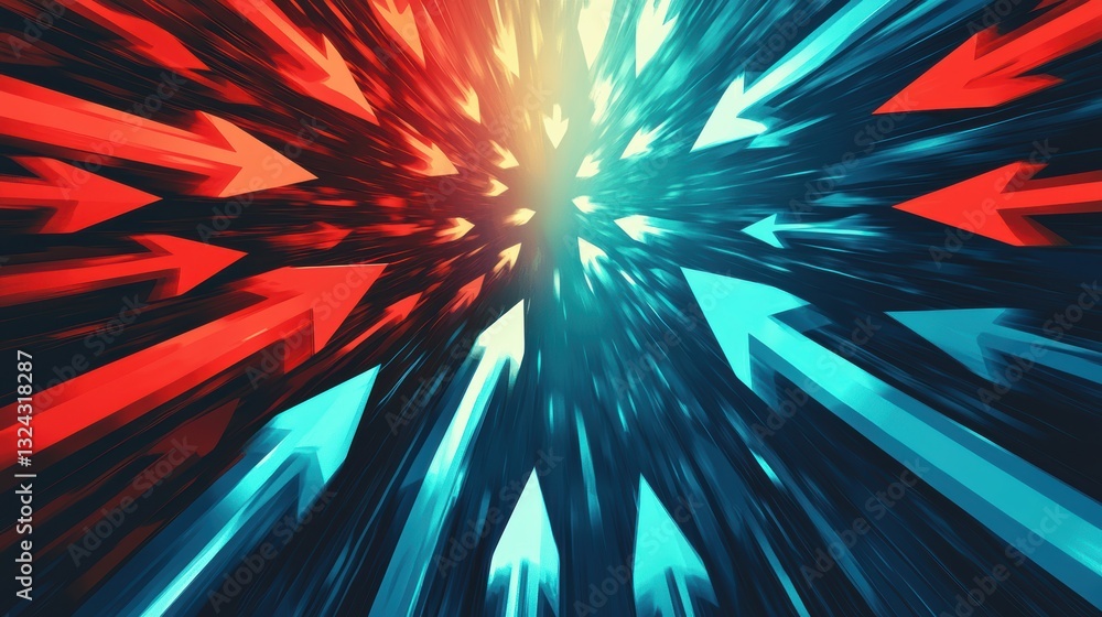 Aufkleber dynamic arrows in red and blue colors symbolize movement and direction, creating sense of energy and