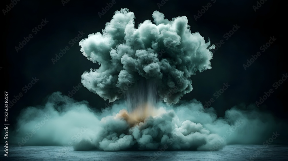 Poster ethereal rainfall wispy cloud like formations raining down upon a stark ebony canvas in a digital wi